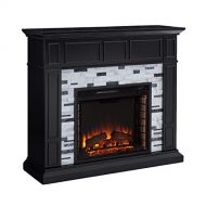 SEI Furniture Drovling Marble Tiled Electric Fireplace, Black/White/Gray