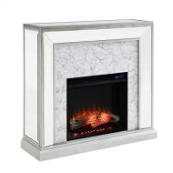 SEI Furniture Trandling Mirrored & Faux Electric Fireplace, New Antique Silver/White Marble