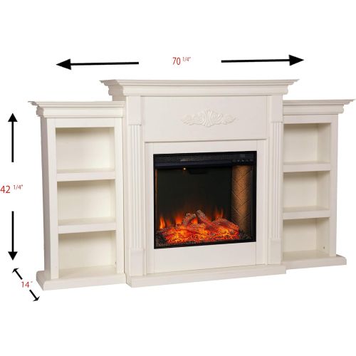  SEI Furniture Tennyson Electric Bookcases Fireplace, Ivory