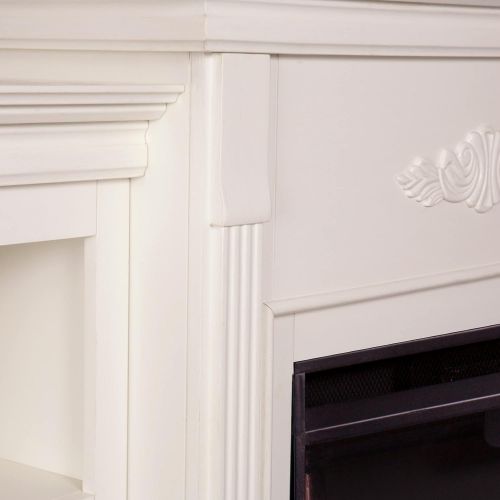  SEI Furniture Tennyson Electric Bookcases Fireplace, Ivory