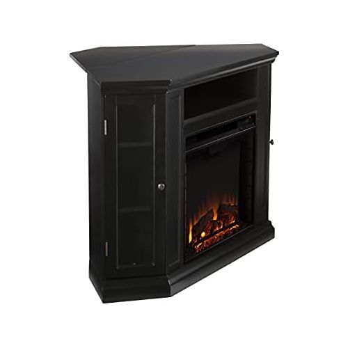  SEI Furniture Claremont Convertible Electric Storage Corner Fireplace, Black
