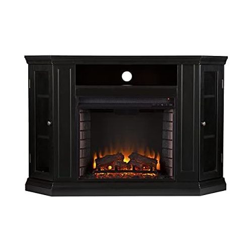  SEI Furniture Claremont Convertible Electric Storage Corner Fireplace, Black