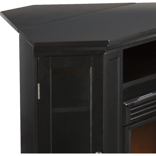  SEI Furniture Claremont Convertible Electric Storage Corner Fireplace, Black