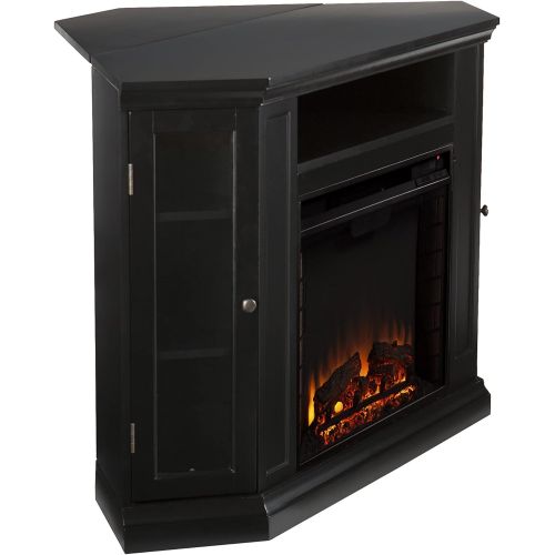  SEI Furniture Claremont Convertible Electric Storage Corner Fireplace, Black