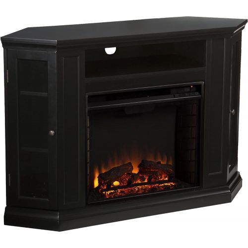  SEI Furniture Claremont Convertible Electric Storage Corner Fireplace, Black