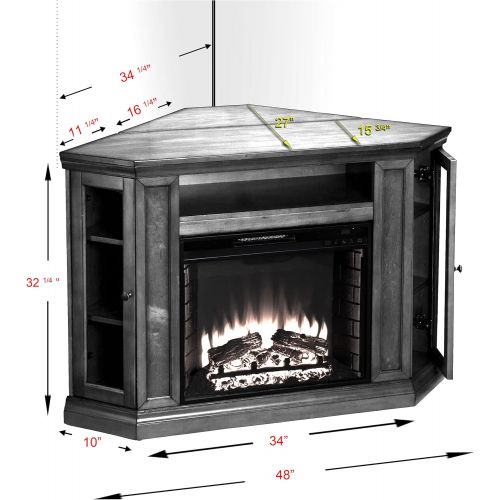  SEI Furniture Claremont Convertible Electric Storage Corner Fireplace, Black