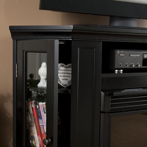  SEI Furniture Claremont Convertible Electric Storage Corner Fireplace, Black