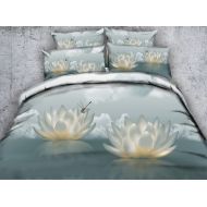 SEIAOING 3D Floral Duvet Cover Girls Linen Set Classical Bedspread Animal Dragonfly Bedding Set Twin Full Queen King Cal King Size Bed Cover Oriental Lotus Bed Set Coverlets (Full/