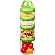 [아마존베스트]SELEWARE Portable and Stackable 4-Piece Twist Lock Panda Storage Jars Snack Container to Contain...