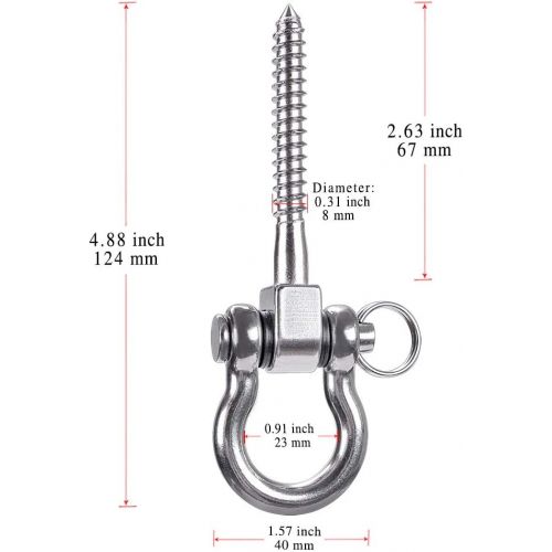  SELEWARE 450 kg capacity stainless steel 360° rotation quiet ceiling hook swing, swing hook, mounting swing, hanging hook with screw for concrete wood sets, playground veranda seat, trapeze