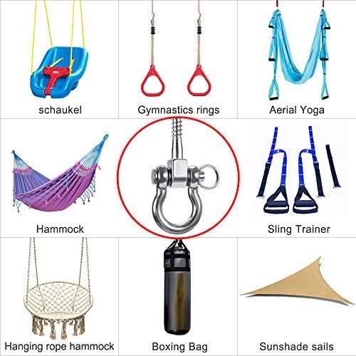  SELEWARE 450 kg capacity stainless steel 360° rotation quiet ceiling hook swing, swing hook, mounting swing, hanging hook with screw for concrete wood sets, playground veranda seat, trapeze