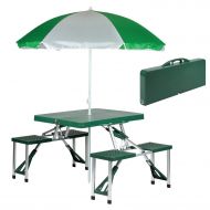 SELVA Selva Fold Up Portable Outdoor Suitcase Picnic Table 4 Seats | Carry On Travel w/Adjustable Umbrella Yard | Perfect Comfort and Reliable Seating | Heavy Duty High Impact Plastic |