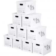 SEMAXE Storage Carton Boxes with Lift-Off Lid，Portadle File Storage Tape-Free Assembly Moving Boxes, 10-Pack