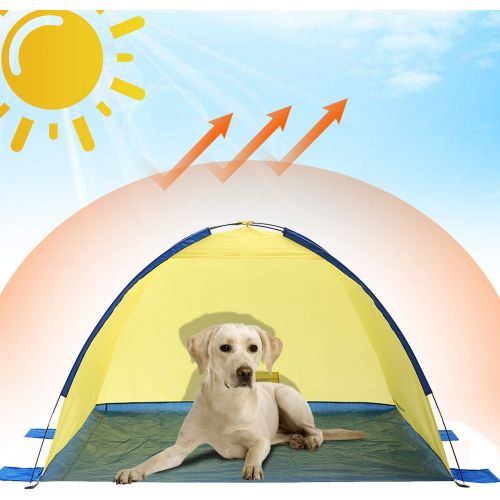  SEMOO Beach Tent Pop Up Beach Sun Shelter Anti-UV Portable Sunshade Tent with Carrying Bag, Tent Stakes, 4Sand Pockets for Outdoor Activities Beach Traveling Family Adults