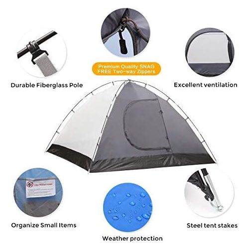  SEMOO 3 Person Camping Tents 4-Season Double Layers Lightweight Family Tent Easy Setup for Backpacking Hiking Traveling