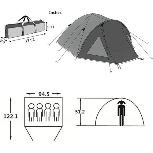  SEMOO 3 Person Camping Tents 4-Season Double Layers Lightweight Family Tent Easy Setup for Backpacking Hiking Traveling