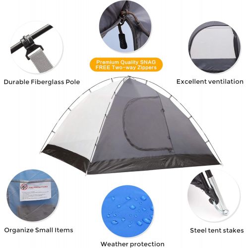  SEMOO 3 Person Camping Tents 4-Season Double Layers Lightweight Family Tent Easy Setup for Backpacking Hiking Traveling