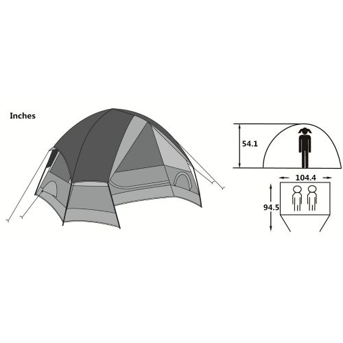  SEMOO Water Resistant D-Style Door, 2-Person Camping/Traveling Lightweight Dome Tent with Carry Bag