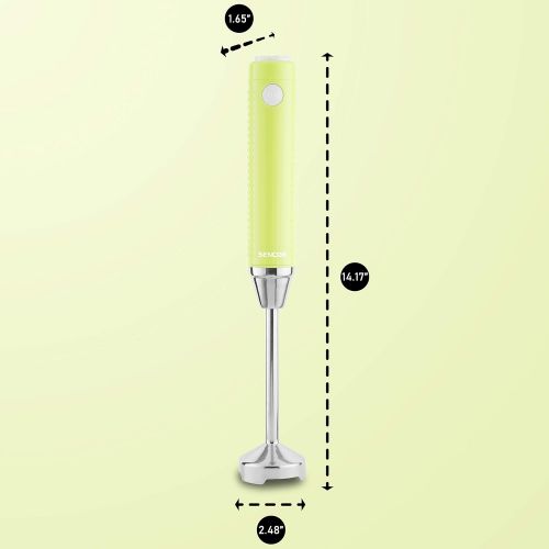  Sencor Extra Slim and Quiet Stainless Steel Hand Blender with 17 oz. Beaker, 1.65 Inches, Lime Green