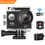 SENDOW 4K WiFi Sports Action Camera 170° Wide-Angle 30M Waterproof Sport DV Camera with Remote Control, Various Shooting Mode, Loop Recording, Full Accessories Kit