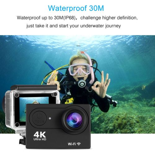  SENDOW 4K WiFi Sports Action Camera 170° Wide-Angle 30M Waterproof Sport DV Camera with Remote Control, Various Shooting Mode, Loop Recording, Full Accessories Kit