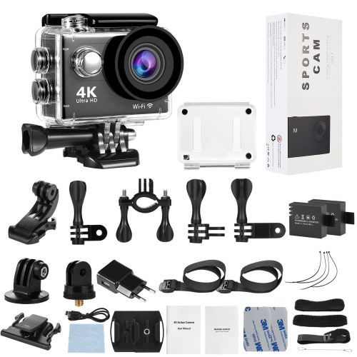  SENDOW 4K WiFi Sports Action Camera 170° Wide-Angle 30M Waterproof Sport DV Camera with Remote Control, Various Shooting Mode, Loop Recording, Full Accessories Kit