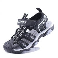 SENFI Boys Sport Sandal Summer Breathable Closed-Toe Strap Walking Shoes