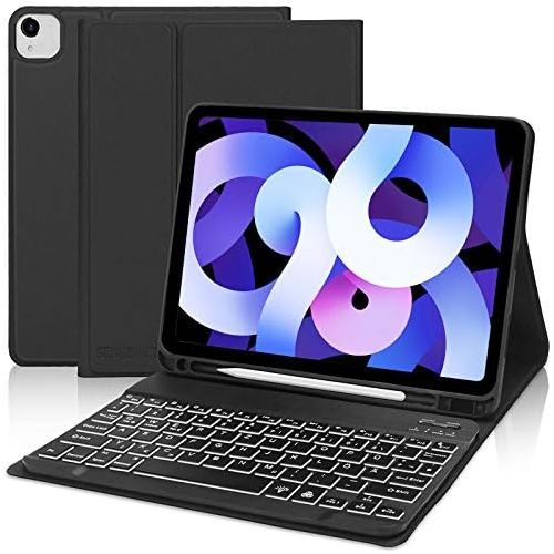  [아마존베스트]SENGBIRCH Keyboard Case for iPad Air 4 10.9 2020, Bluetooth Keyboard with iPad Protective Case (Illuminated Keyboard German Layout) Compatible with iPad Air 4 & iPad Pro 11 1&2 Gen