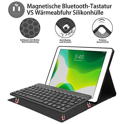  [아마존베스트]SENGBIRCH Keyboard Case for iPad 10.2 2020 (iPad 8th Gen.) & iPad 2019 (iPad 7th Gen.), Illuminated Keyboard Case (QWERTZ Layout) for iPad 8/7 Generation, iPad Air 3 2019 and iPad