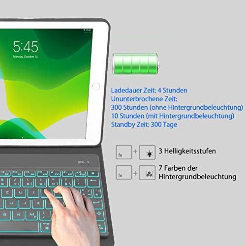  [아마존베스트]SENGBIRCH Keyboard Case for iPad 10.2 2020 (iPad 8th Gen.) & iPad 2019 (iPad 7th Gen.), Illuminated Keyboard Case (QWERTZ Layout) for iPad 8/7 Generation, iPad Air 3 2019 and iPad