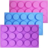 SENHAI 3 Pcs 15 Holes Cylinder Silicone Molds for Making Chocolate Candy Soap Muffin Brownie Cake Pudding Baking - Purple Blue Pink