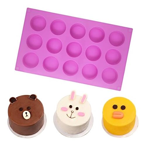  SENHAI 3 Pcs 15 Holes Cylinder Silicone Molds for Making Chocolate Candy Soap Muffin Brownie Cake Pudding Baking - Purple Blue Pink