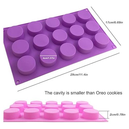  SENHAI 3 Pcs 15 Holes Cylinder Silicone Molds for Making Chocolate Candy Soap Muffin Brownie Cake Pudding Baking - Purple Blue Pink