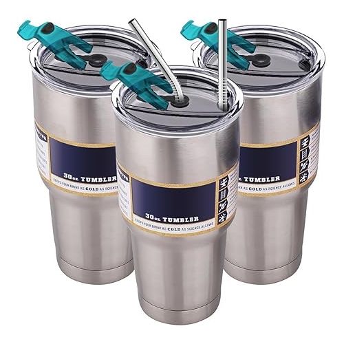  SENHAI 30 oz Tumbler Lids, Fits for YETI Rambler, Ozark Trail, Old Style Rtic (Launched before 2016) and More, 3 Pack Spill-proof Splash Resistant Lids Covers for Tumblers Cups (Blue)