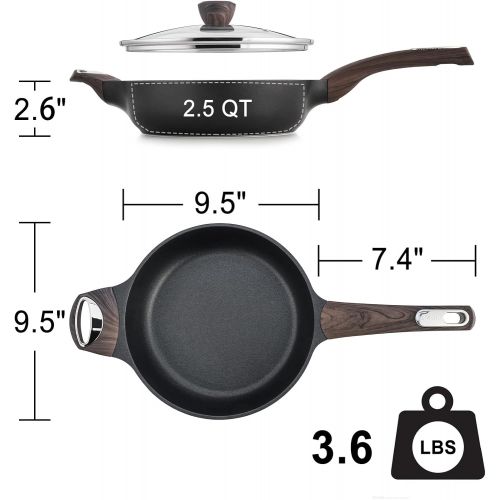  SENSARTE Nonstick Deep Frying Pan,Non Stick Saute Pan with Lid,Large Skillet Pan,NonStick Cooker,Cooking Pan Chefs Pan Cookware for All Stove Tops,Induction Compatible,PFOA Free,9.