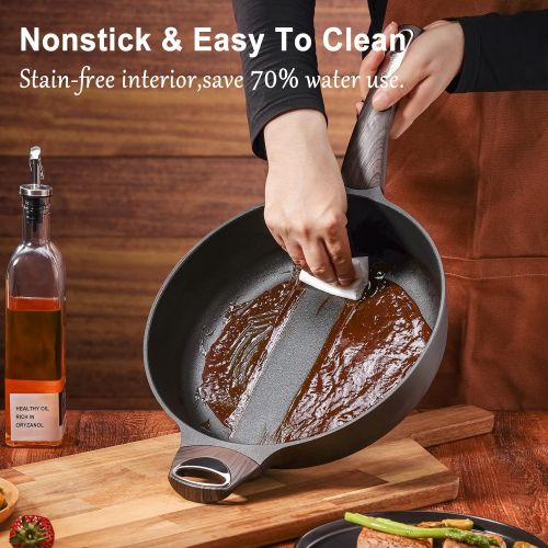  SENSARTE Nonstick Deep Frying Pan,Non Stick Saute Pan with Lid,Large Skillet Pan,NonStick Cooker,Cooking Pan Chefs Pan Cookware for All Stove Tops,Induction Compatible,PFOA Free,9.