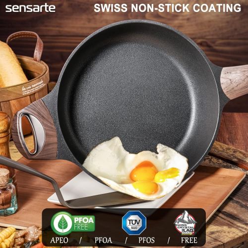  SENSARTE Nonstick Deep Frying Pan,Non Stick Saute Pan with Lid,Large Skillet Pan,NonStick Cooker,Cooking Pan Chefs Pan Cookware for All Stove Tops,Induction Compatible,PFOA Free,9.