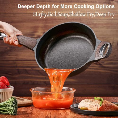  SENSARTE Nonstick Deep Frying Pan,Non Stick Saute Pan with Lid,Large Skillet Pan,NonStick Cooker,Cooking Pan Chefs Pan Cookware for All Stove Tops,Induction Compatible,PFOA Free,9.