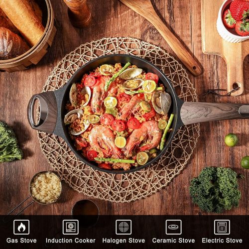  SENSARTE Nonstick Deep Frying Pan,Non Stick Saute Pan with Lid,Large Skillet Pan,NonStick Cooker,Cooking Pan Chefs Pan Cookware for All Stove Tops,Induction Compatible,PFOA Free,9.