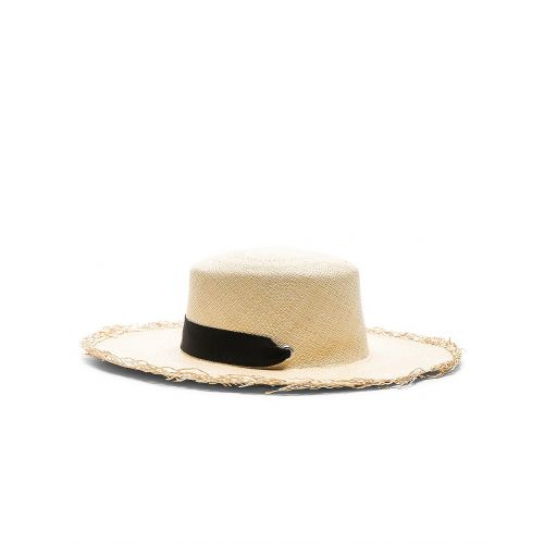  SENSI STUDIO Frayed Boater Hat with Band