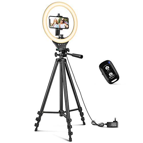  10 Ring Light with 50 Extendable Tripod Stand, Sensyne LED Circle Lights with Phone Holder for Live Stream/Makeup/YouTube Video/TikTok, Compatible with All Phones.