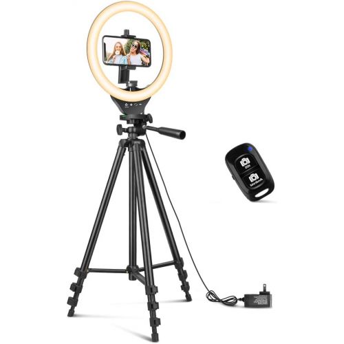  10 Ring Light with 50 Extendable Tripod Stand, Sensyne LED Circle Lights with Phone Holder for Live Stream/Makeup/YouTube Video/TikTok, Compatible with All Phones.