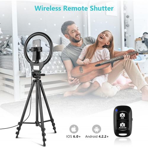  10 Ring Light with 50 Extendable Tripod Stand, Sensyne LED Circle Lights with Phone Holder for Live Stream/Makeup/YouTube Video/TikTok, Compatible with All Phones.