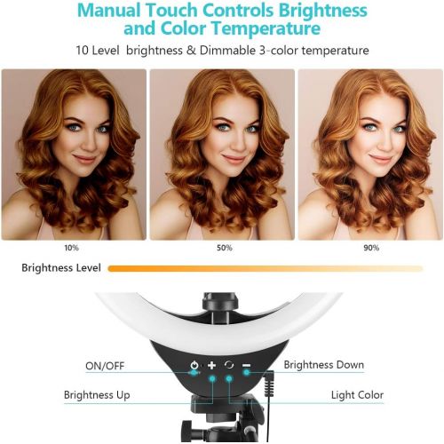  10 Ring Light with 50 Extendable Tripod Stand, Sensyne LED Circle Lights with Phone Holder for Live Stream/Makeup/YouTube Video/TikTok, Compatible with All Phones.