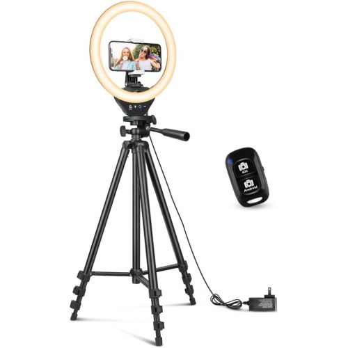  [아마존베스트]10 Ring Light with 50 Extendable Tripod Stand, Sensyne LED Circle Lights with Phone Holder for Live Stream/Makeup/YouTube Video/TikTok, Compatible with All Phones.