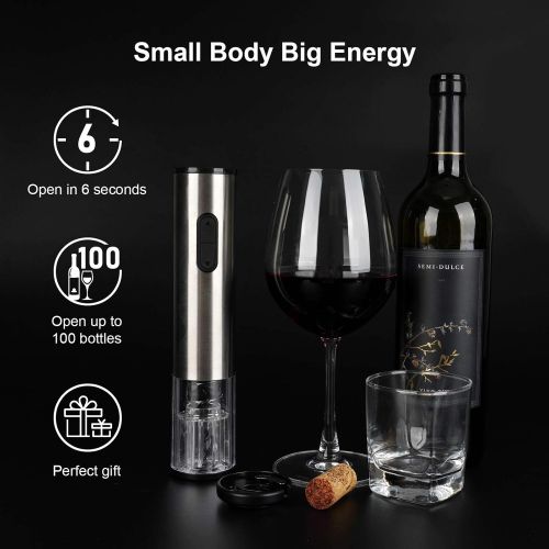  SENZER Electric Wine Opener Automatic Wine Bottle Opener Corkscrew Wine Opener with Foil Cutter Stainless Steel Resuable Wine Opener