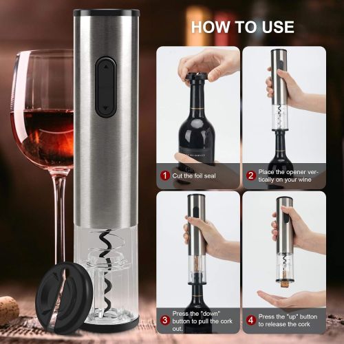  SENZER Electric Wine Opener Automatic Wine Bottle Opener Corkscrew Wine Opener with Foil Cutter Stainless Steel Resuable Wine Opener