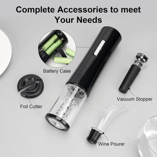  SENZER Electric Wine Opener Set Automatic Wine Bottle Opener LED Light Reusable Corkscrew Gift Set with Foil Cutter, Vacuum Stoppers, 4-in-1 Aerator and Pourer Set for Kitchen Bar