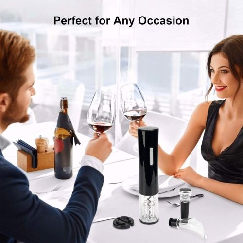  SENZER Electric Wine Opener Set Automatic Wine Bottle Opener LED Light Reusable Corkscrew Gift Set with Foil Cutter, Vacuum Stoppers, 4-in-1 Aerator and Pourer Set for Kitchen Bar