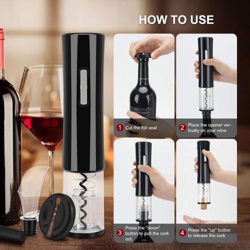  SENZER Electric Wine Opener Set Automatic Wine Bottle Opener LED Light Reusable Corkscrew Gift Set with Foil Cutter, Vacuum Stoppers, 4-in-1 Aerator and Pourer Set for Kitchen Bar